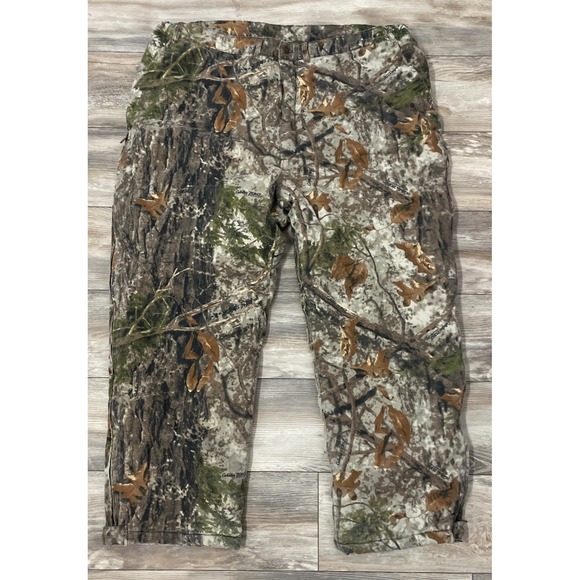 Cabela's Insulated Woodland Camo Hunting‎ Pants Men's 3XL Full Zip Legs